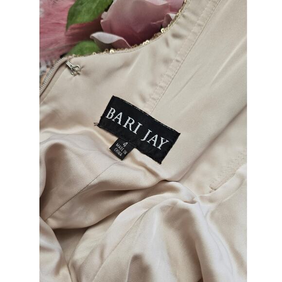 Bari Jay Bridesmaids 1666 Sequin Champagne Dress sz 4 - Picture 4 of 8